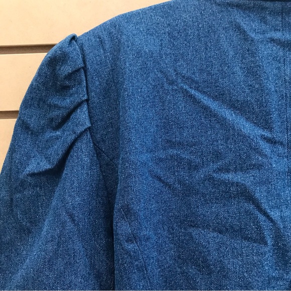 500 Maison Cinqcent Blue Denim Puff Sleeve Blazer Crop XL Jacket - Picture 14 of 16